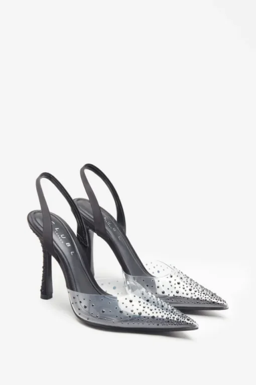 Covergirl | Black Diamante Sling Back Pointed Heels