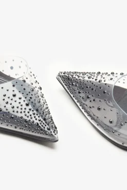Covergirl | Black Diamante Sling Back Pointed Heels