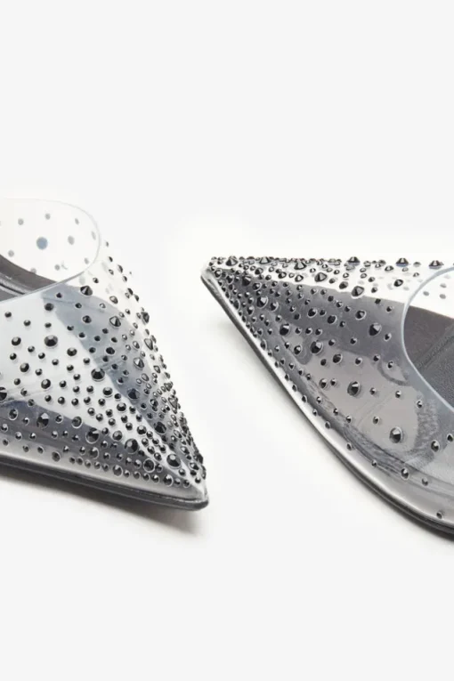 Covergirl | Black Diamante Sling Back Pointed Heels