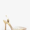 Covergirl | Gold Diamante Sling Back Pointed Heels