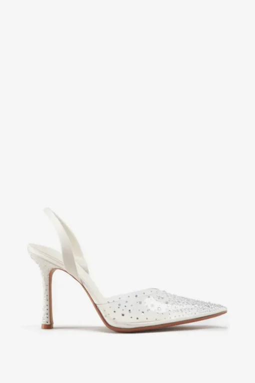 Covergirl | Ivory Diamante Sling Back Pointed Heels