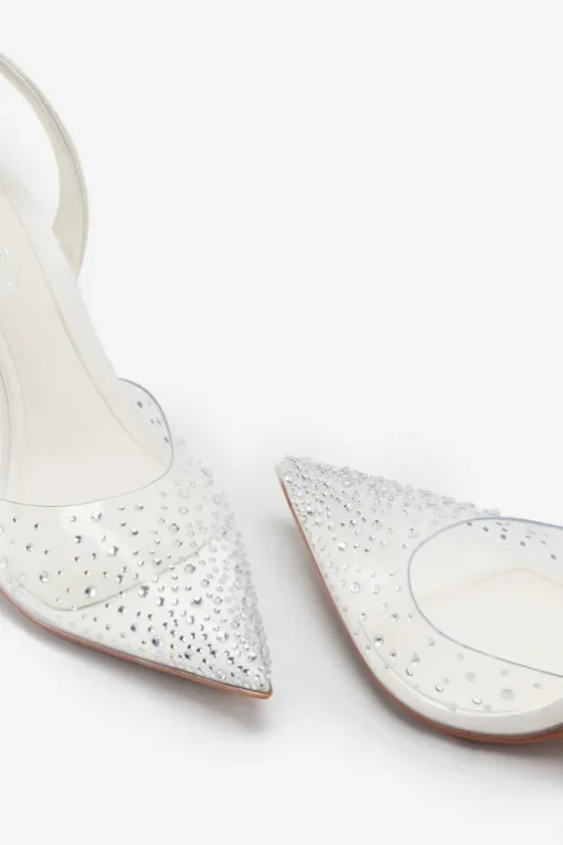 Covergirl | Ivory Diamante Sling Back Pointed Heels