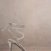 Crossed Wires | Silver Metallic Lace-Up Heeled Sandals