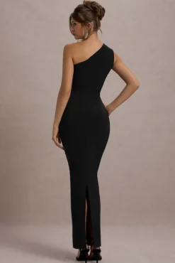 Dalarie | Black One-Shoulder Gathered Maxi Dress