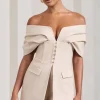 Damsel | Stone Cotton-Blend Corset Bardot Playsuit