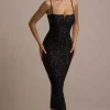 Dazzle Me | Black Sequin Strappy Bodycon Maxi Dress