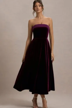 Delray | Port Velvet Bandeau Midi Dress