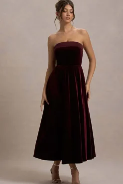 Delray | Port Velvet Bandeau Midi Dress