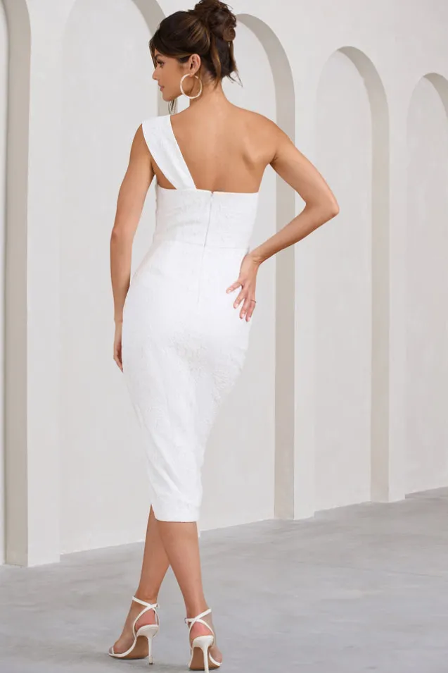 Dentelle | White Lace Corset Wrap Midi Dress