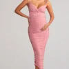 Desired | Blush Maternity Cami Midi Dress with Twist Plunge