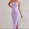 Dina | Lilac Bandeau Maxi Dress With Split