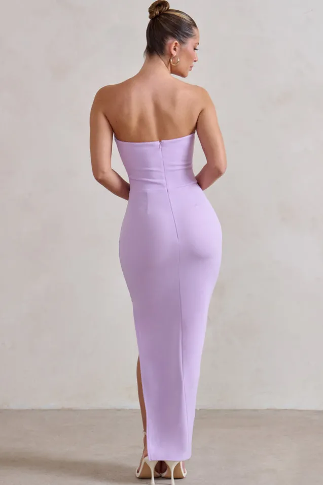 Dina | Lilac Bandeau Maxi Dress With Split