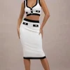Dione | Black u0026 White Knit Midi Skirt