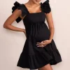 Dolly Daze | Black Maternity Ruffle Mini Dress