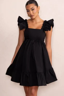 Dolly Daze | Black Maternity Ruffle Mini Dress