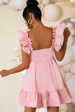 Dolly Daze | Pink Maternity Ruffle Sleeve Babydoll Mini Dress