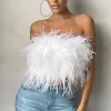 Dream Daze | White Feather Bandeau Crop Top