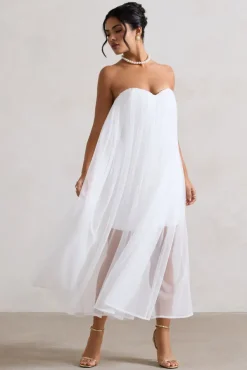 Dreamland | Ivory Sweetheart Corset Mini Dress With Tulle Overlay