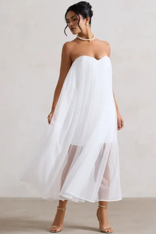 Dreamland | Ivory Sweetheart Corset Mini Dress With Tulle Overlay