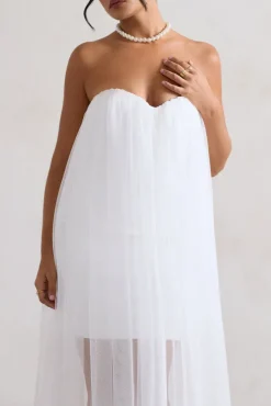 Dreamland | Ivory Sweetheart Corset Mini Dress With Tulle Overlay