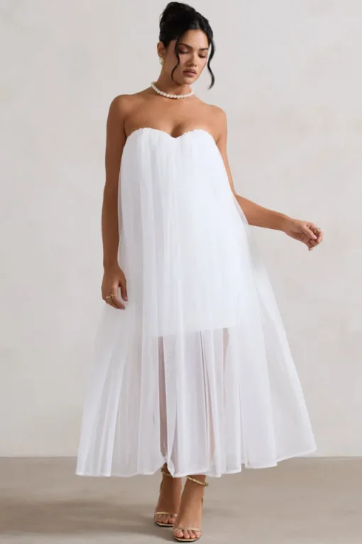 Dreamland | Ivory Sweetheart Corset Mini Dress With Tulle Overlay