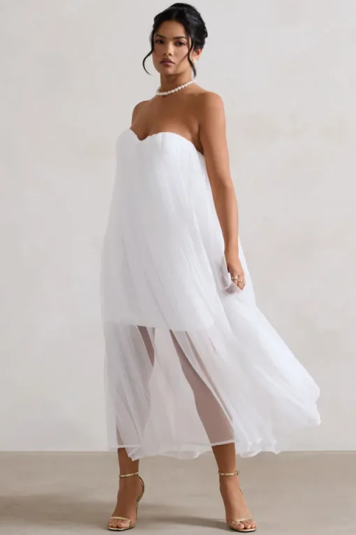 Dreamland | Ivory Sweetheart Corset Mini Dress With Tulle Overlay