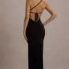 Dressing Up | Black One Shoulder Maxi Dress With Open Back Detail