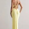 Dressing Up | Lemon One Shoulder Maxi Dress With Open Back Detail