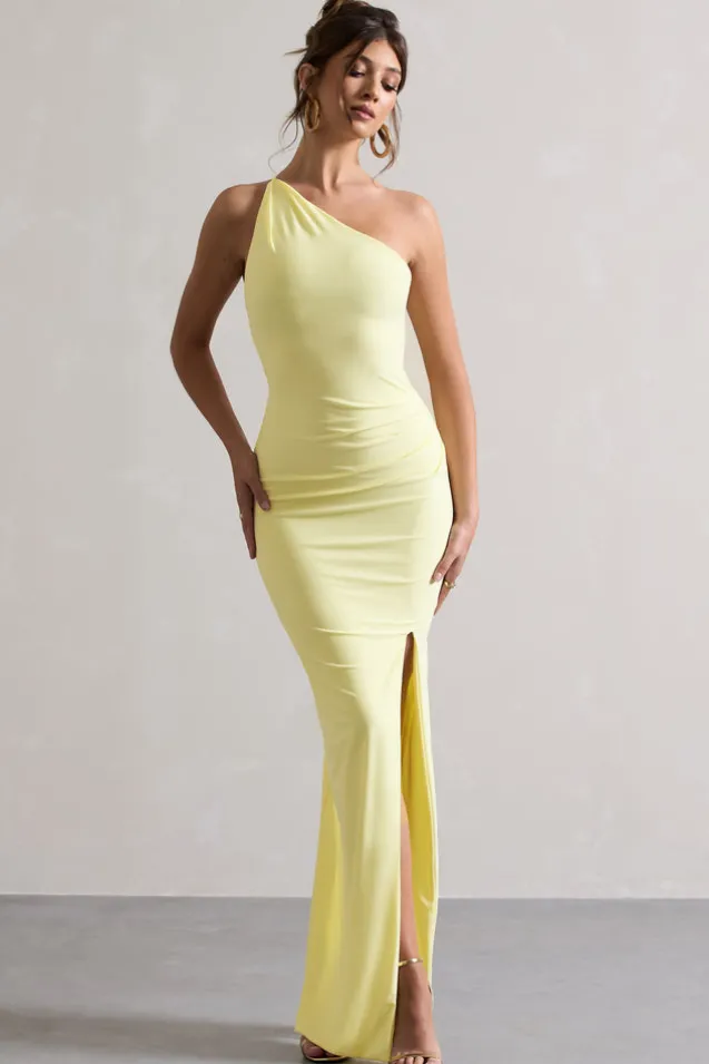 Dressing Up | Lemon One Shoulder Maxi Dress With Open Back Detail