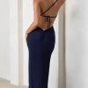 Dressing Up | Navy One Shoulder Maxi Dress With Open Back Detail