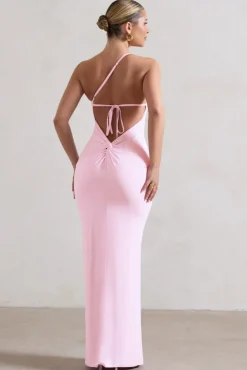 Dressing Up | Pink One Shoulder Maxi Dress With Open Back Detail