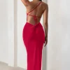 Dressing Up | Red One Shoulder Maxi Dress With Open Back Detail