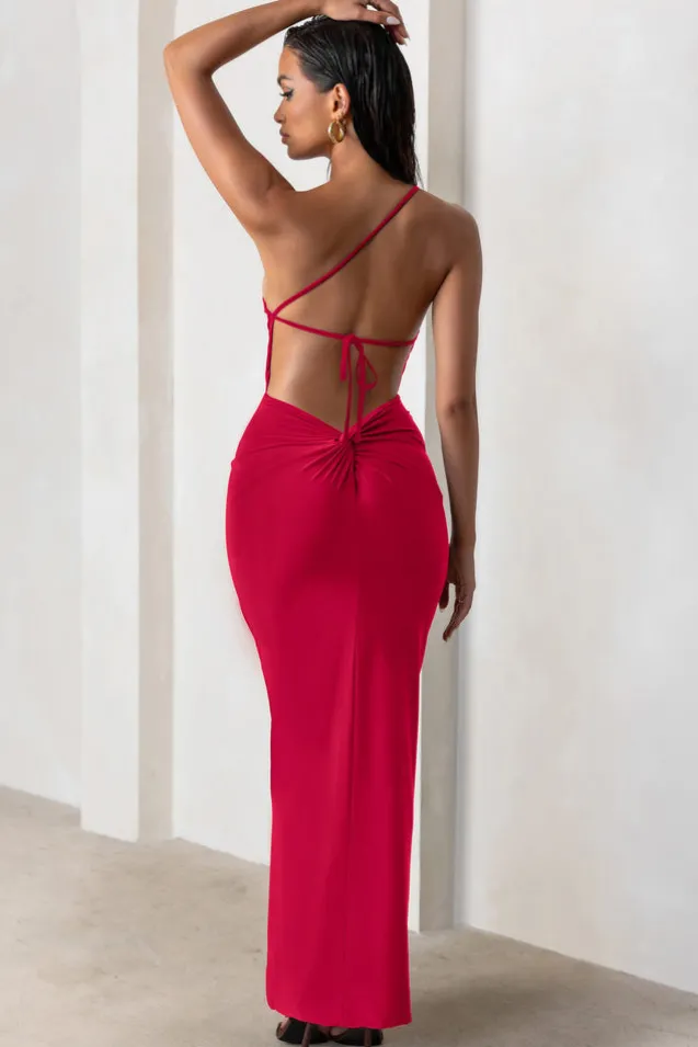 Dressing Up | Red One Shoulder Maxi Dress With Open Back Detail