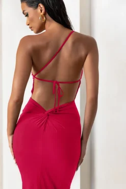 Dressing Up | Red One Shoulder Maxi Dress With Open Back Detail