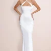 Dulcet | White Cross Over Neck Corset Maxi Dress