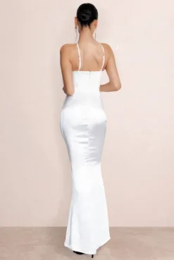 Dulcet | White Cross Over Neck Corset Maxi Dress