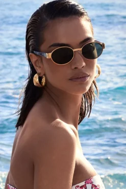 Echo | Otra Gold Tortoiseshell Round Metal Sunglasses
