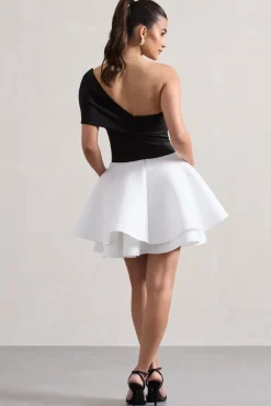 Effie | Black u0026 White Twisted Bardot Skater Mini Dress