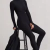 Elevated | Black High-Neck Slim-Leg Jumpsuit With Long Sleeves