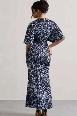 Elidy | Animal Print Ruched Flutter-Sleeve Cut-Out Maxi Dress