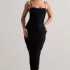 Ellis | Black Lace Strappy Bodycon Maxi Dress