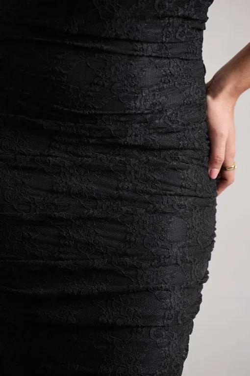Ellis | Black Lace Strappy Bodycon Maxi Dress
