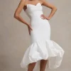 Emmelina | White Corset Maxi Dress With Volume Hem