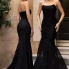 Encapsulate | Black Lace Ruched Strapless Fishtail Maxi Dress