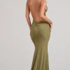 Endless Love | Olive Backless Knot Detail Fishtail Maxi Dress