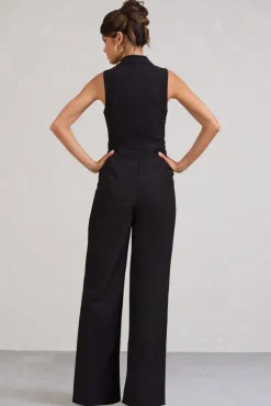 Endure | Tall Black Tailored Sleeveless Wide-Leg Jumpsuit