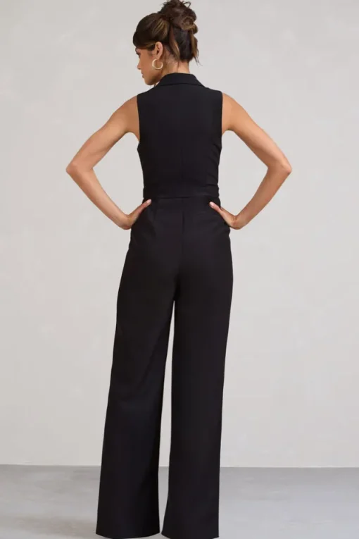 Endure | Tall Black Tailored Sleeveless Wide-Leg Jumpsuit