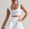 Estela | White Lace Square-Neck Crop Top
