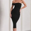 Eviana | Black Bodycon Sleeveless Twist Midi Dress