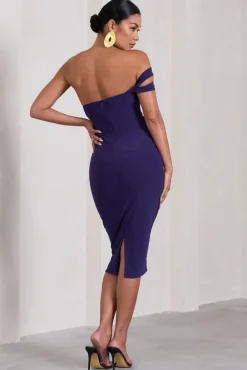 Eviana | Purple Bodycon Sleeveless Twist Maternity Midi Dress